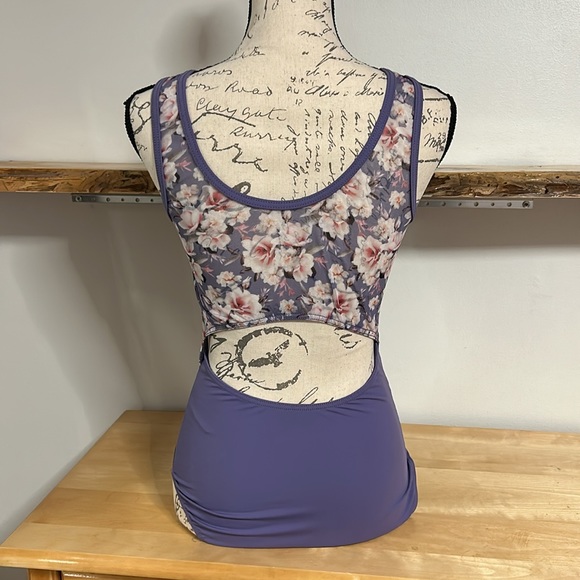 balera Tops - Balera Purple & Floral Leotard Medium Adult